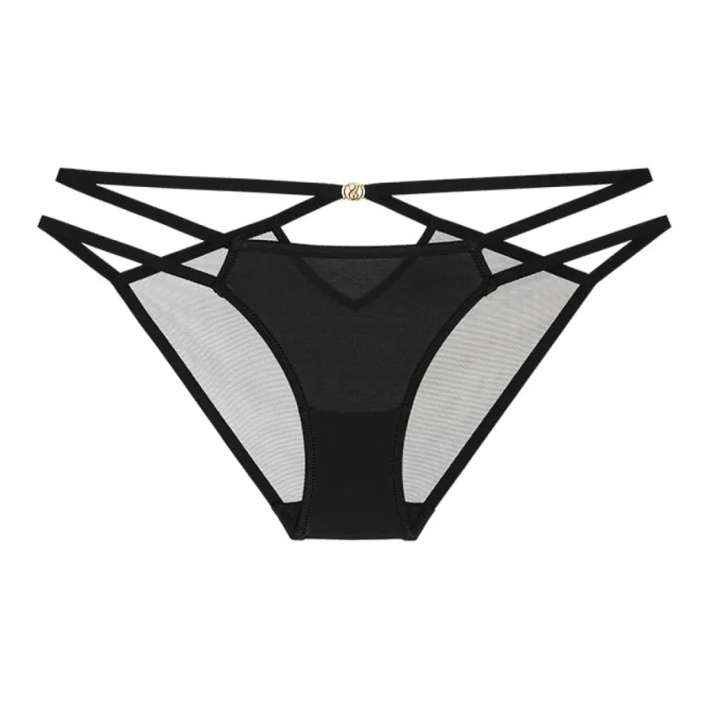 Victoria's Secret Thin Strip Cross Hollow / Black Underpants Women's 1 Pack Black-0