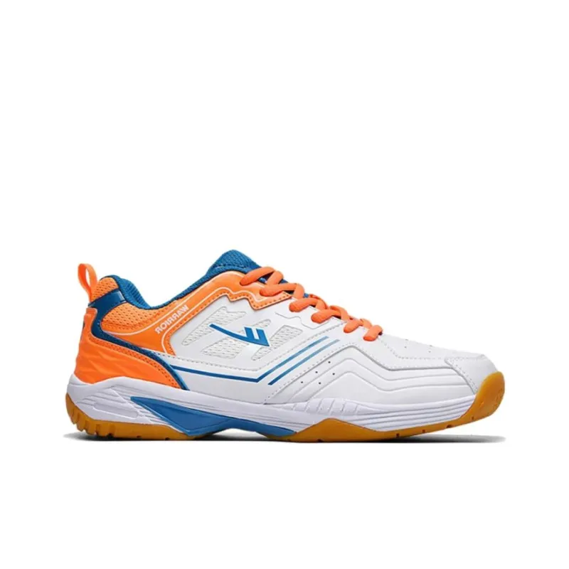 Warrior Cushioning, Wear Resistant Low Top Badminton Shoes Unisex White Orange-1