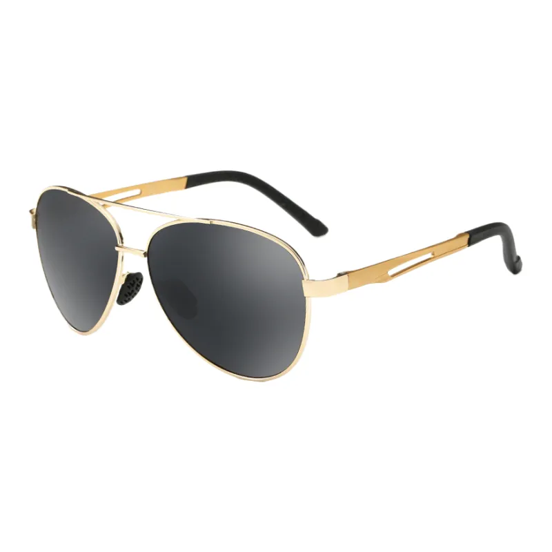 Thunder Pailong Alloy Aviator Sunglasses Unisex Black/Gray/Gold-3
