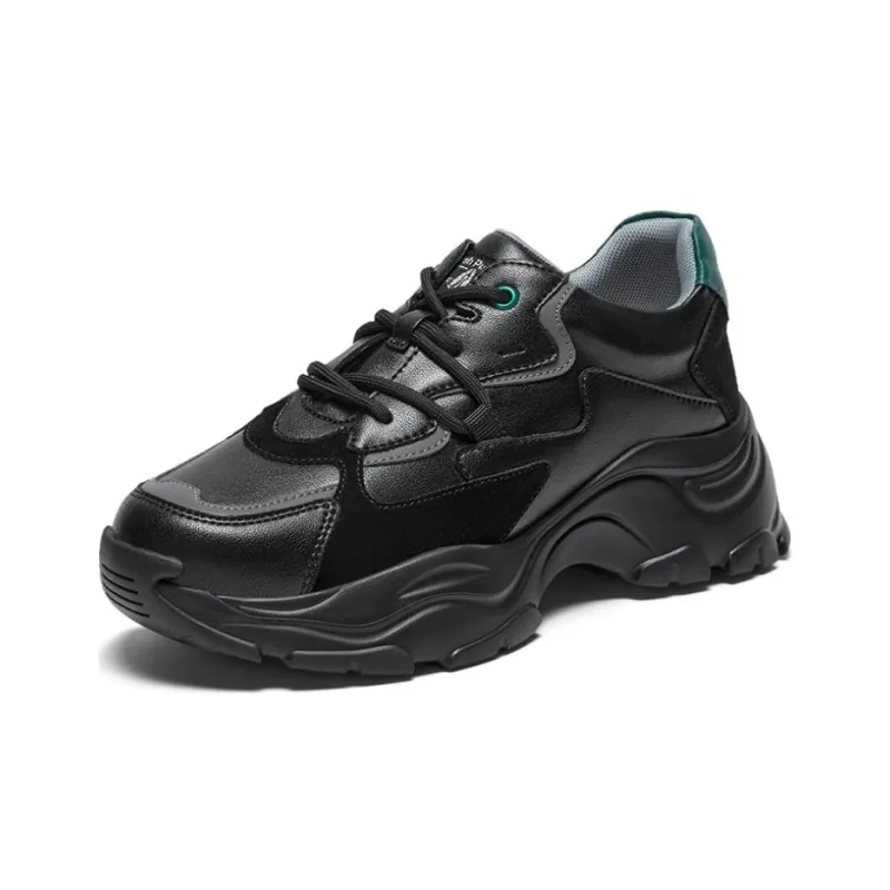 Hush Puppies Height Increasing Low-Top Chunky Sneakers Women's Black-0