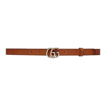 GUCCI Leather Belts Women's Brown Width 2CM