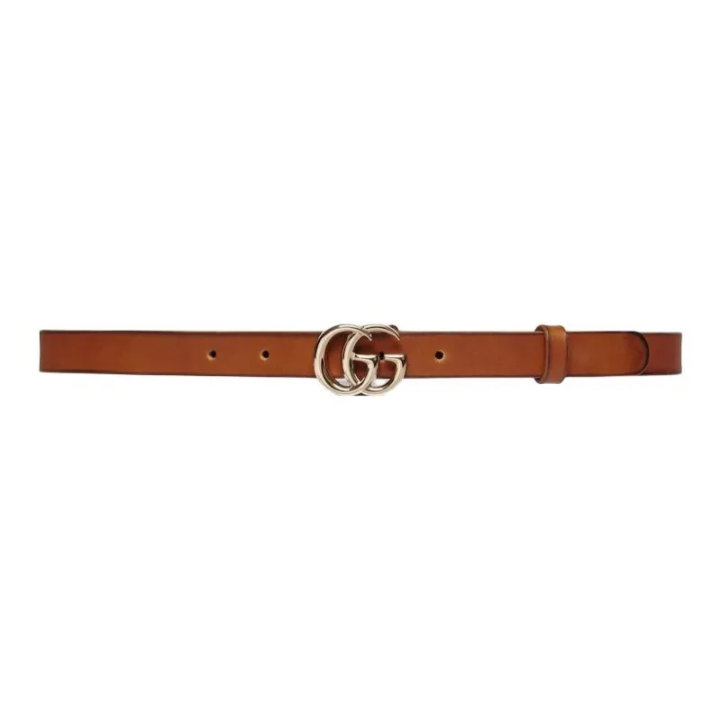 GUCCI Leather Belts Women's Brown Width 2CM-0