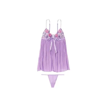 Victoria's Secret Jacquard Suspender Waist Underwear / Purple Pajama Set Women's Purple