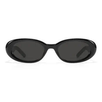 Thunder Pailong Plate Frame Oval Sunglasses Unisex Black/Pearl White/Pearl Purple
