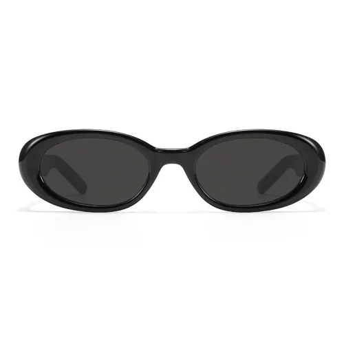 Thunder Pailong Plate Frame Oval Sunglasses Unisex Black/Pearl White/Pearl Purple