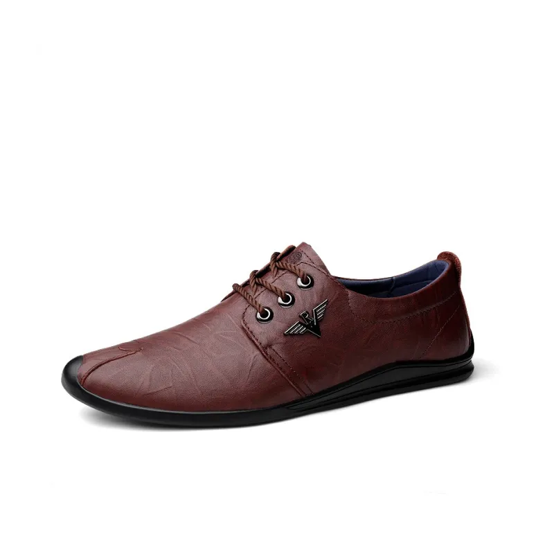 LAORENTOU Dress Shoes Men Low Top Light Brown/Dark Brown-8