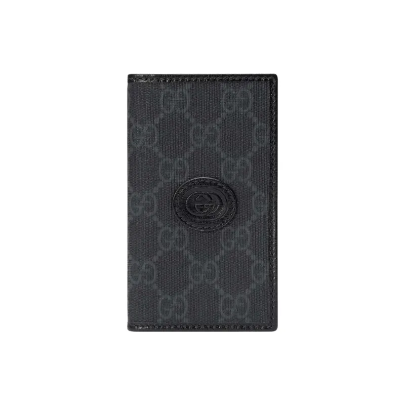 GUCCI Supreme Canvas Card Holder Men's Black & Burgundy-0