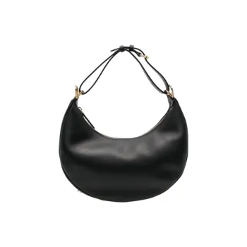 FENDI Fendigraphy Calfskin Crescent Bag Shoulder Bag Handbag Shoulder Bag Small Size Women's Black