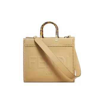 FENDI Sunshine Calfskin Shoulder Bag, Crossbody Bag, Handbag Medium Size Women's Beige