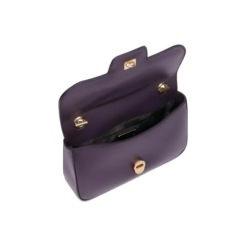 FERRAGAMO Genuine Leather Portable Crossbody Bag, Shoulder Bag Women's Purple-3