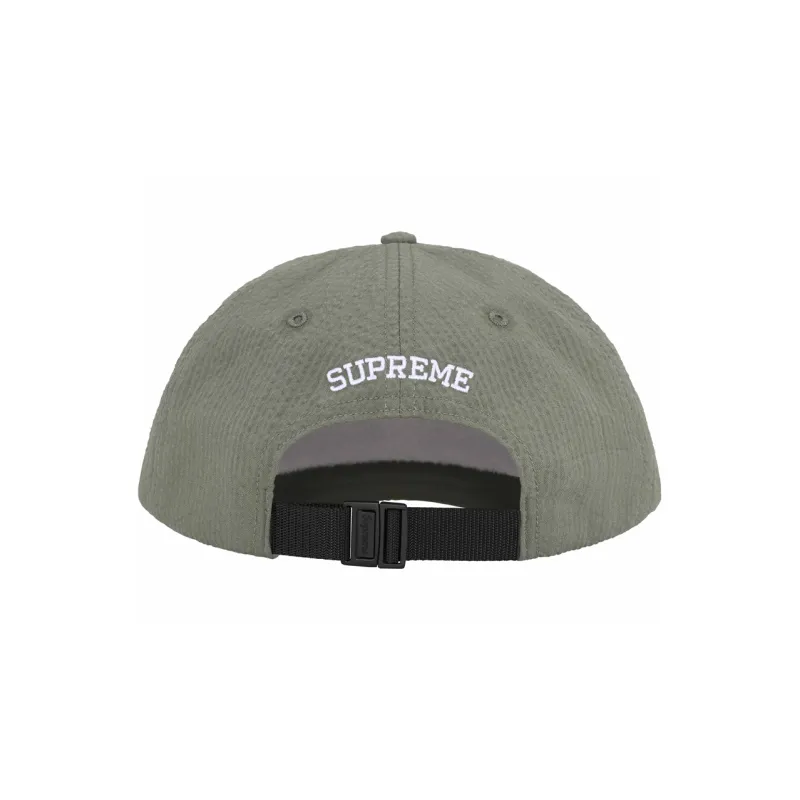 Supreme Logo embroidered Seersucker Baseball Cap-1