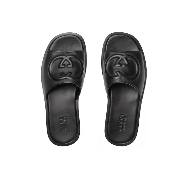 GUCCI Slide Sandal 'Interlocking G Black'-3