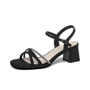 Golden Silk Rabbit Strap Sandals 5cm Women's