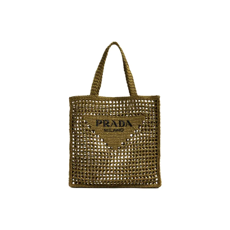 PRADA Cotton Tote Bag Shopping Bag Handbag Men's Green-0