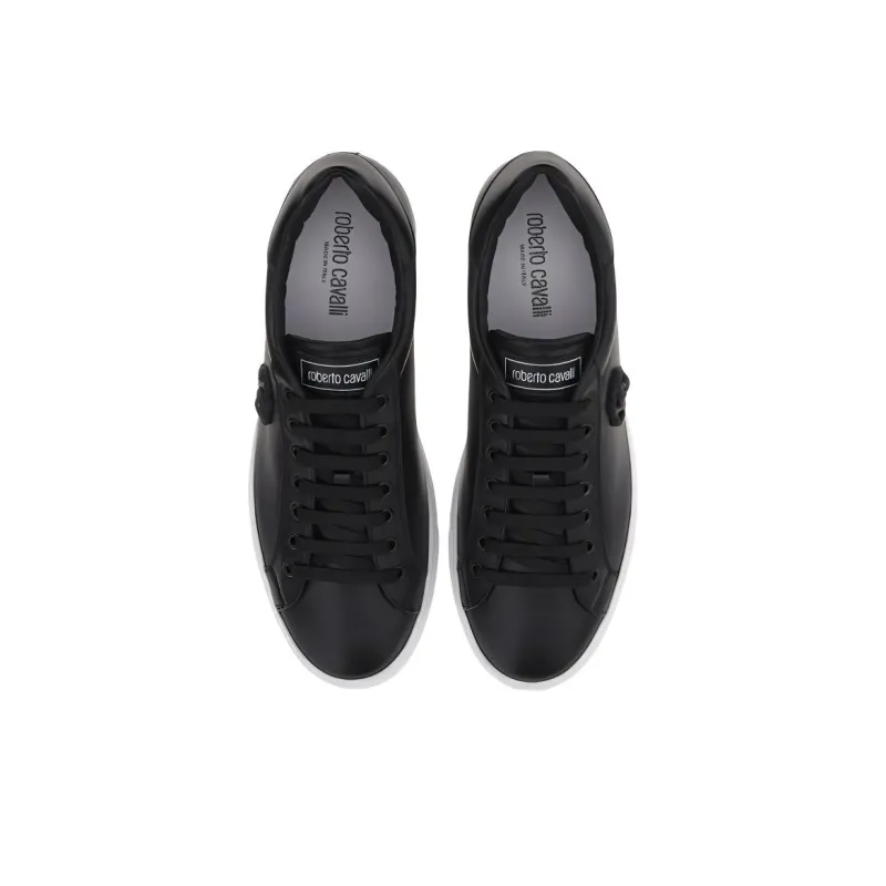 Roberto Cavalli Mirror Snake-embellished Leather Sneakers-4