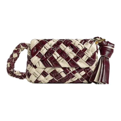 Bottega Veneta KALIMERO Calfskin Crossbody Bag, Shoulder Bag Women's Sea Salt White & Burgundy