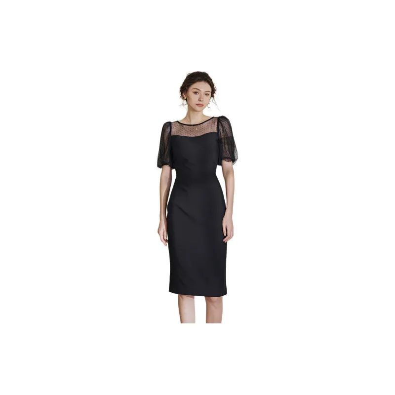 ROEYSHOUSE Short Sleeved Dress Women's Black-1