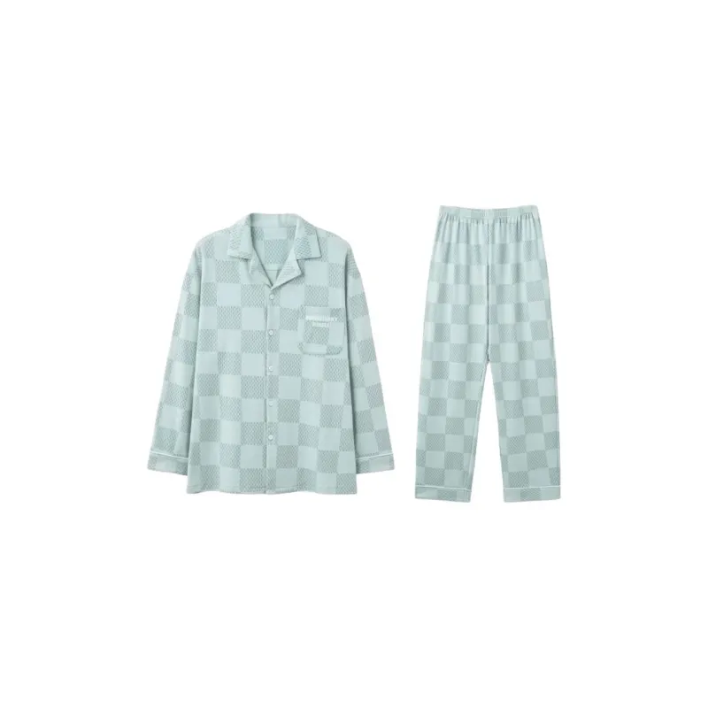 MIIOW Pajama Set Men's Gray Green Plaid-0