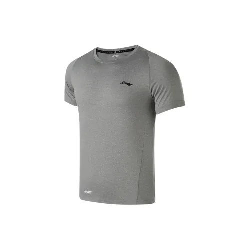 LINING Fitness Series T-Shirts Men Mixed Color Heather Gray