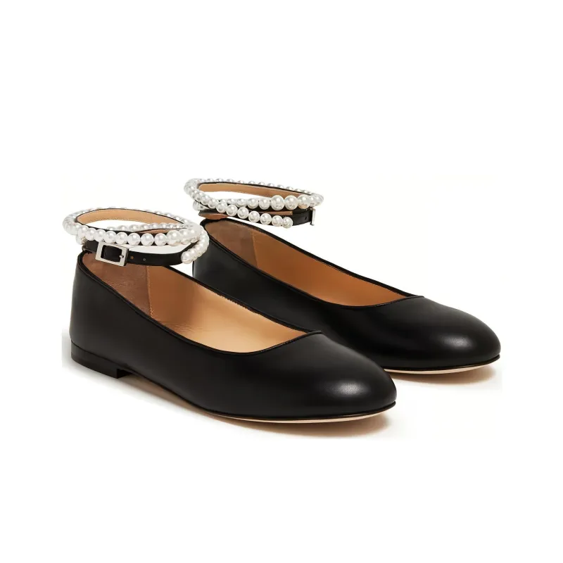 MACH & MACH Sirene Leather Ballerina Shoes-2