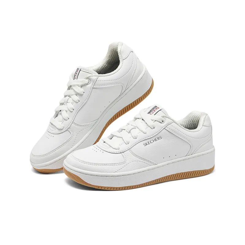 Skechers Court Classics Anti Slip Wear Resistant Low Top Skateboard Shoes Women's White Yellow-2