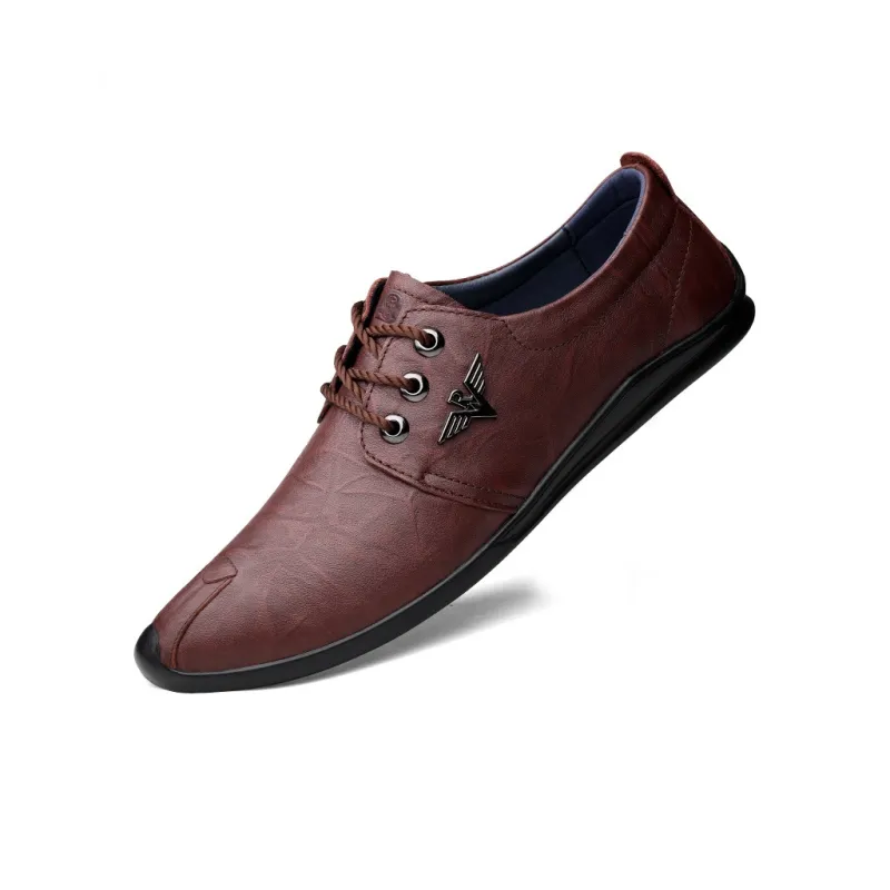 LAORENTOU Dress Shoes Men Low Top Light Brown/Dark Brown-9
