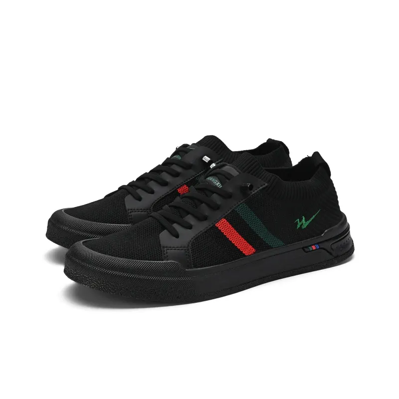 Binary Slip Resistant Cushioning Abrasion Resistant Lightweight Breathable Low Top Skateboard Shoes Men's Black-4