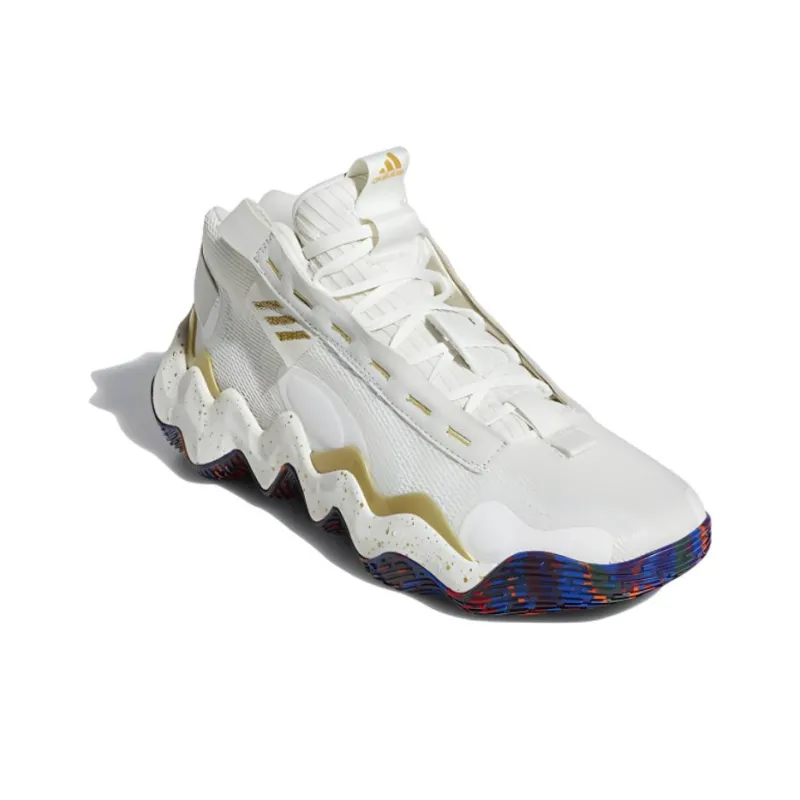 Adidas Exhibit B Mid Anti Slip Wear Resistant Mid Top Basketball Shoes Women's White Gold-2