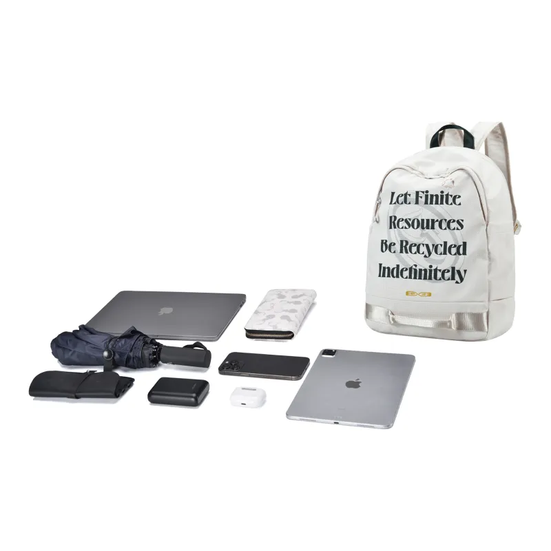 FINITE LOOP Recycled Material Backpack Unisex Ecru-4