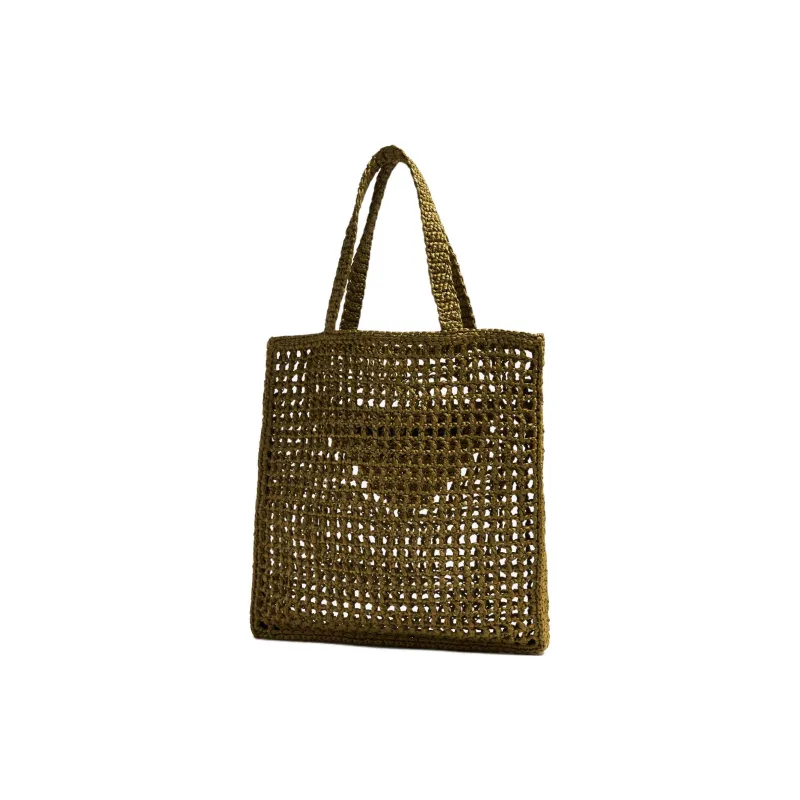 PRADA Cotton Tote Bag Shopping Bag Handbag Men's Green-1