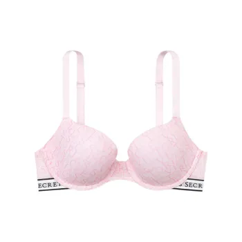 Victoria's Secret Xiaobing Cup Series 9604 Thin Padding Style LOGO Bottom Circumference Bra Women's Vibrant Pink