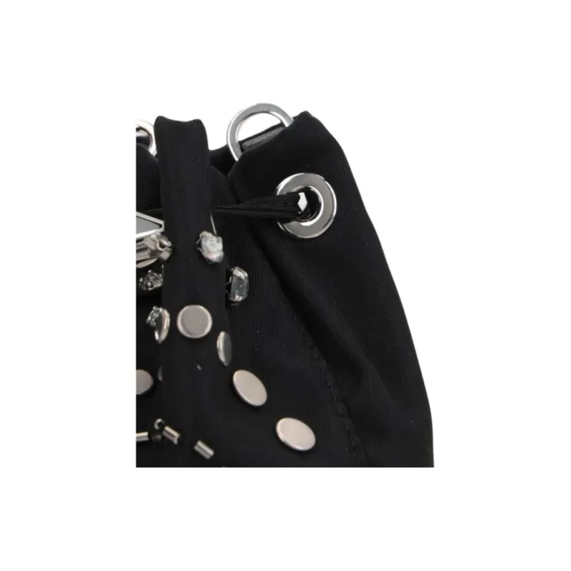 PRADA Nylon One Shoulder Crossbody Clutches Mini Women's Black-3