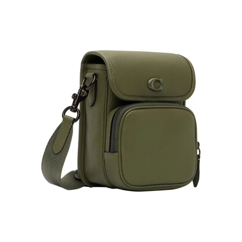 COACH Cow Leather Shoulder Bag, Crossbody Bag Mini Women's Olive Green-1