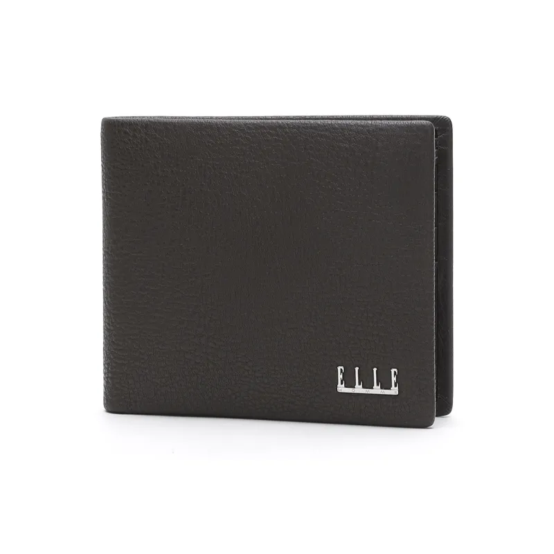 ELLE HOMME Top Grain Cow Leather Money Clip Ticket Clip Small Size Men's Black Coffee-7
