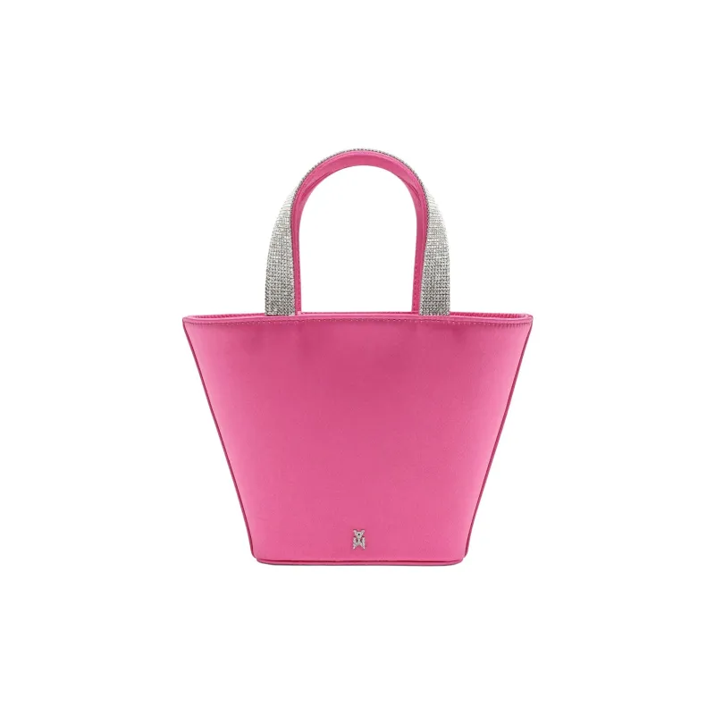 AMINA MUADDI Silk Satin Bucket Bag Handbag Women's Fuchsia-0