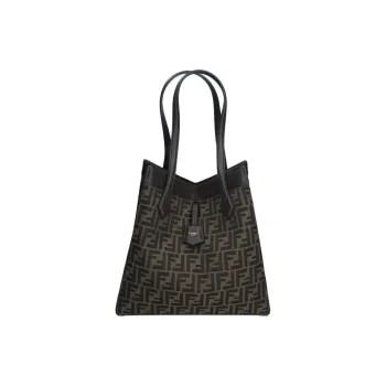 FENDI Polyester With Calfskin Paper Folding Bag, Bucket Bag, One Shoulder Handbag Large Size Women's Brown