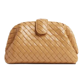Bottega Veneta Sheepskin One Shoulder Clutch Women's Dark Nut Brown