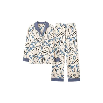 MIIOW Pajama Set Women's Gray Blue Smile Print