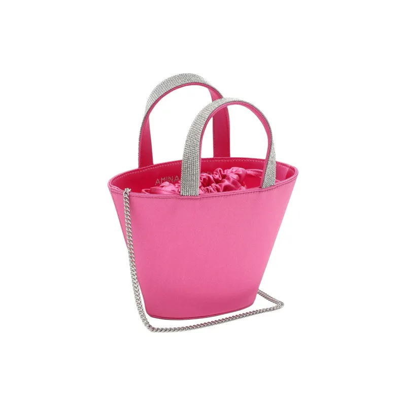 AMINA MUADDI Silk Satin Bucket Bag Handbag Women's Fuchsia-2