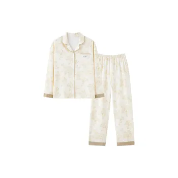 MIIOW Pajama Set Women's Milk White Floral Print