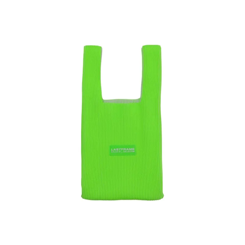 LASTFRAME Recycled Polyester One Shoulder Handbags Small Size Unisex Lime Green & Ecru-2