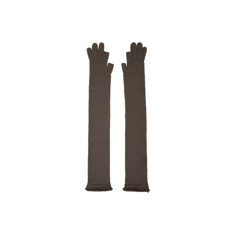 RICK OWENS/RO Virgin Wool Gloves Women's Brown-0