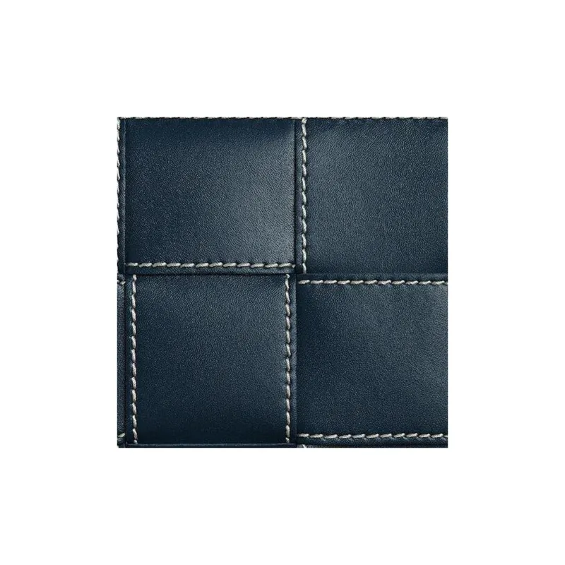 Bottega Veneta CASSETTE Cow Leather Wallet Men's Dark Blue & Natural-3
