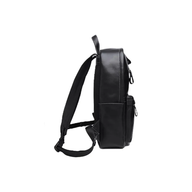 PULUWIRR Cow Leather Backpack Regular Unisex Black-3