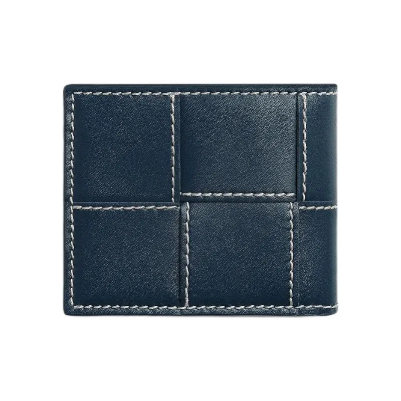 Bottega Veneta Cow Leather Wallet Men's Dark Blue & Natural-5