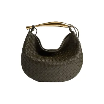 Bottega Veneta SARDINEIntrecciato Lambskin Handbag Shoulder Bag Medium Size Women's Dark Green