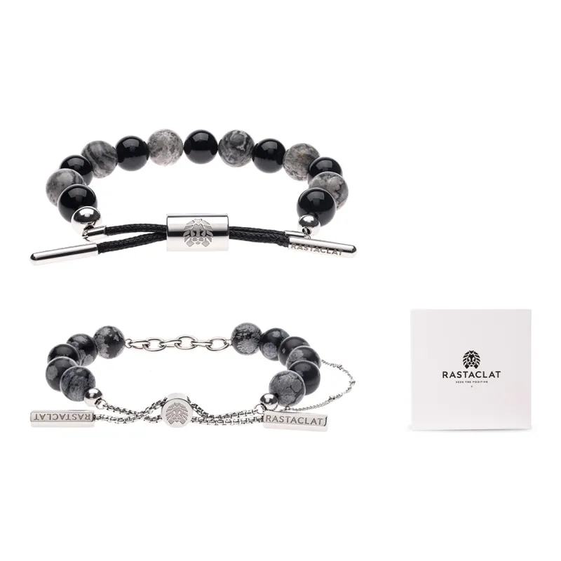 Rastaclat Snowflake Obsidian Chain Small Lion Adjustable Bracelet Unisex-3