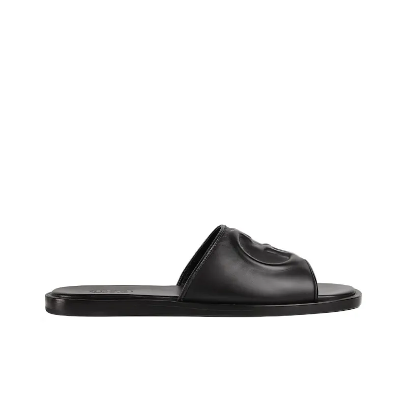 GUCCI Slide Sandal 'Interlocking G Black'-1