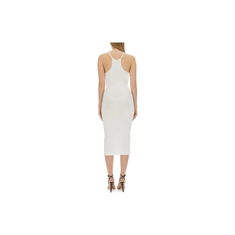 MOSCHINO Jeans Logo Patch Sleeveless Ribbed Midi Dress-1