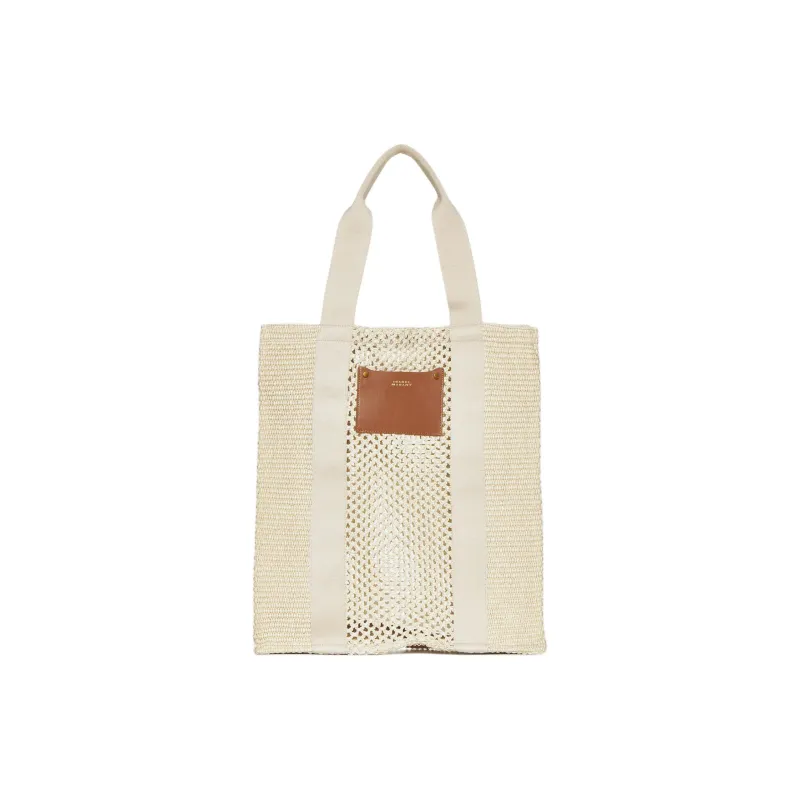 ISABEL MARANT Striped Woven Top Handle Bag-0